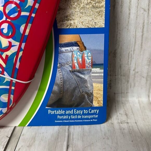 O2Cool Beach Stakes Red White and Blue Surfboard Easy to Carry - Picture 2 of 3